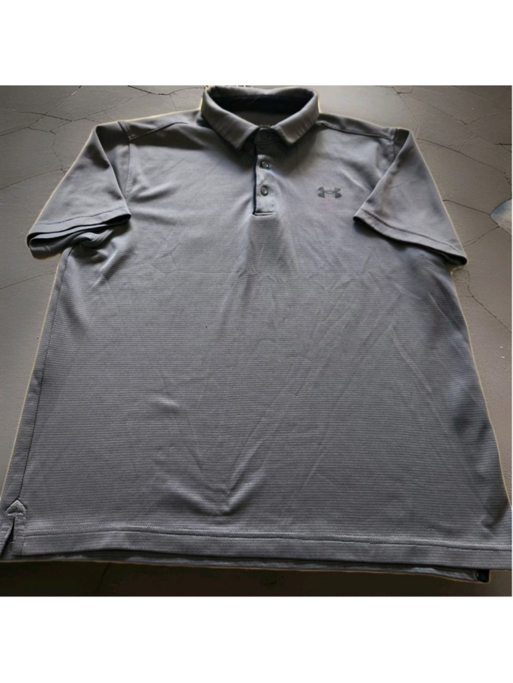 Under Armour Men's Golf Polo Large Loose Fit Short Sleeves Front/Back Logo Gray